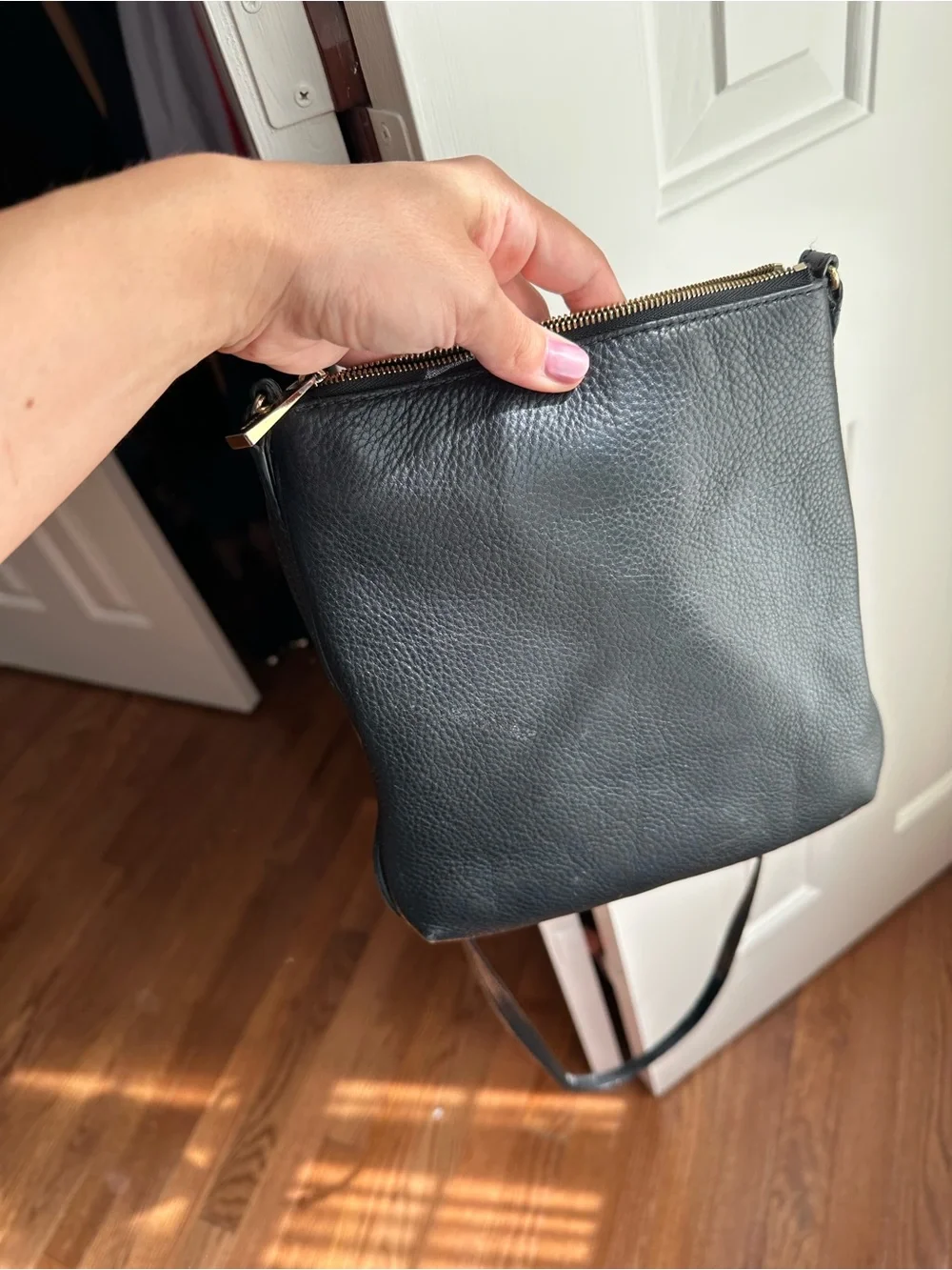 Michael Kors Black Pebbled Leather Crossbody Purse | Gold Hardware